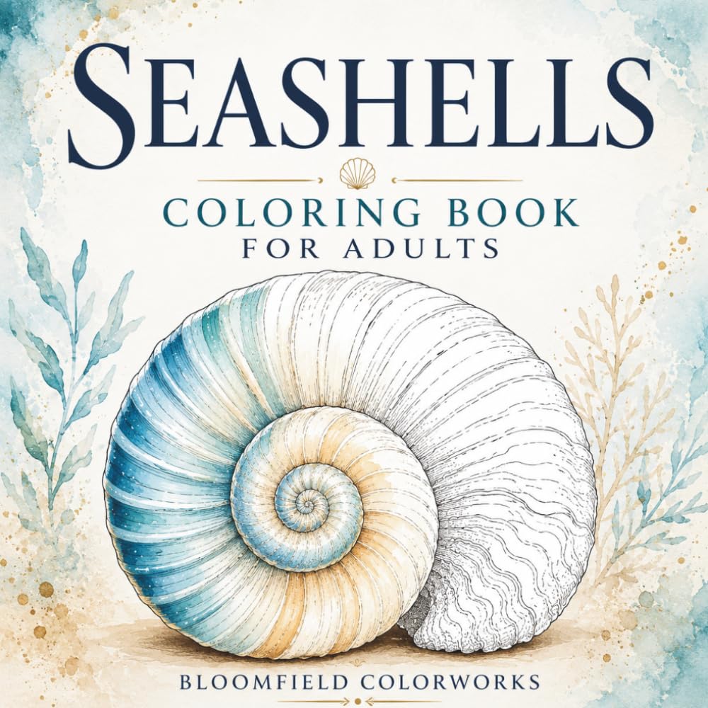 Seashells Coloring Book for Adults: 40 Relaxing Coastal Coloring Pages with Inspirational Quotes for Stress Relief and Mindfulness