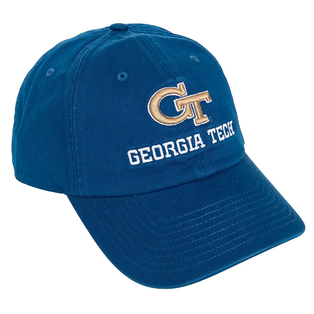 Desert Cactus Georgia Institute of Tech Baseball Hat Yellow Jackets Brimmed Embroidered Cap Adjustable Cloth Strap Type B, Blue, One size