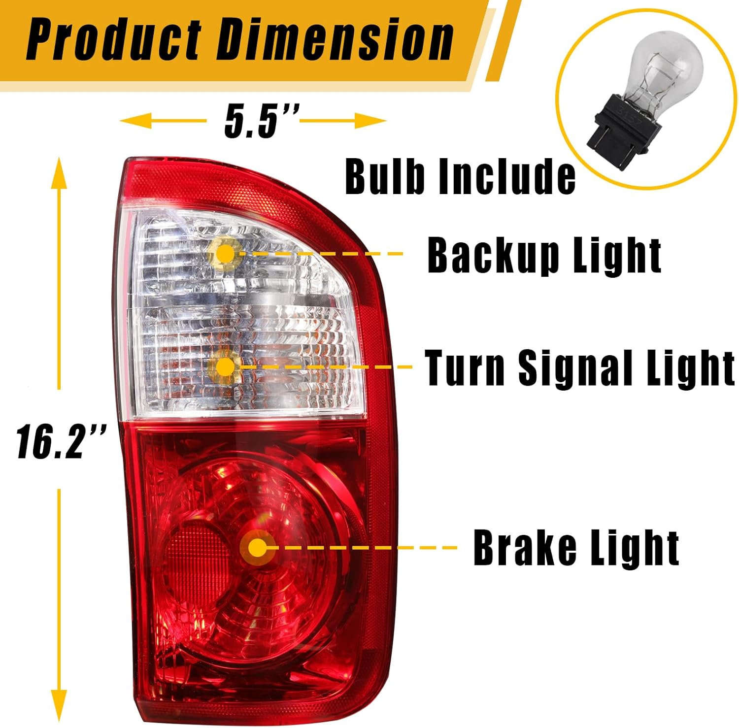 boine right passenger side tail light compatible with 2004 2005 2006 toyota tundra rear light brake lamps replaces 815600c040 815500c040 - bulb included (right passenger side)