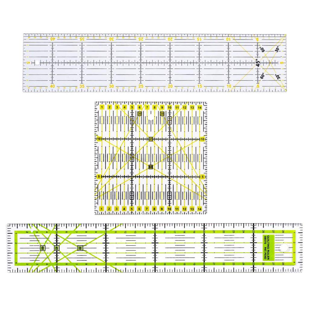 3 set di 3 righelli quadrati rettangolari per trapuntatura, cucito, patchwork, sartoria, fai da te