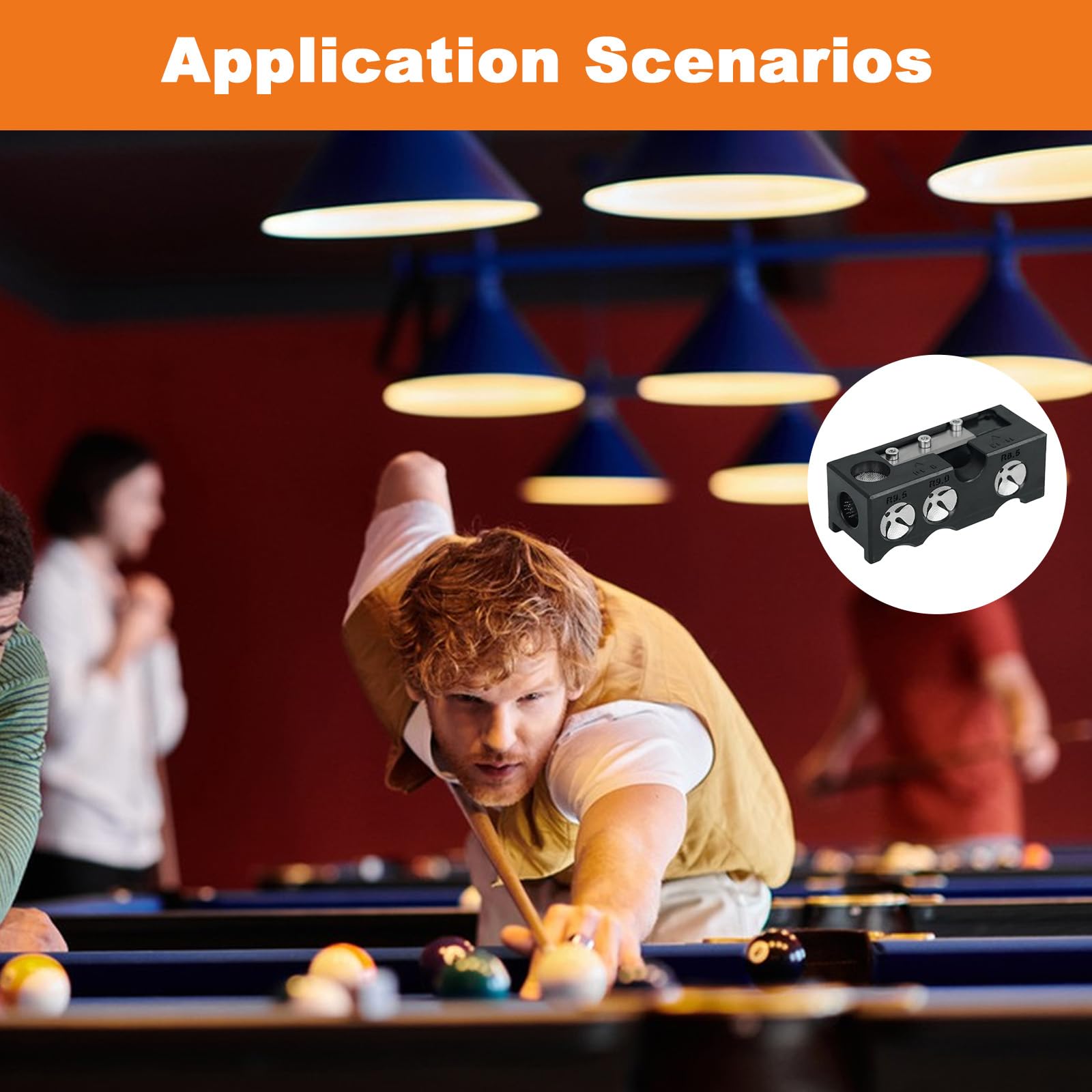 11-in-1 Attrezzo per Punte Stecche da Biliardo, Multifunzione Pool Cue Shaft Smoother and Burnisher Nero - Kit di Manutenzione per Stecche Biliardo con Affilatura ad Arco e Aghi (8x3x3cm, Plastica/Met