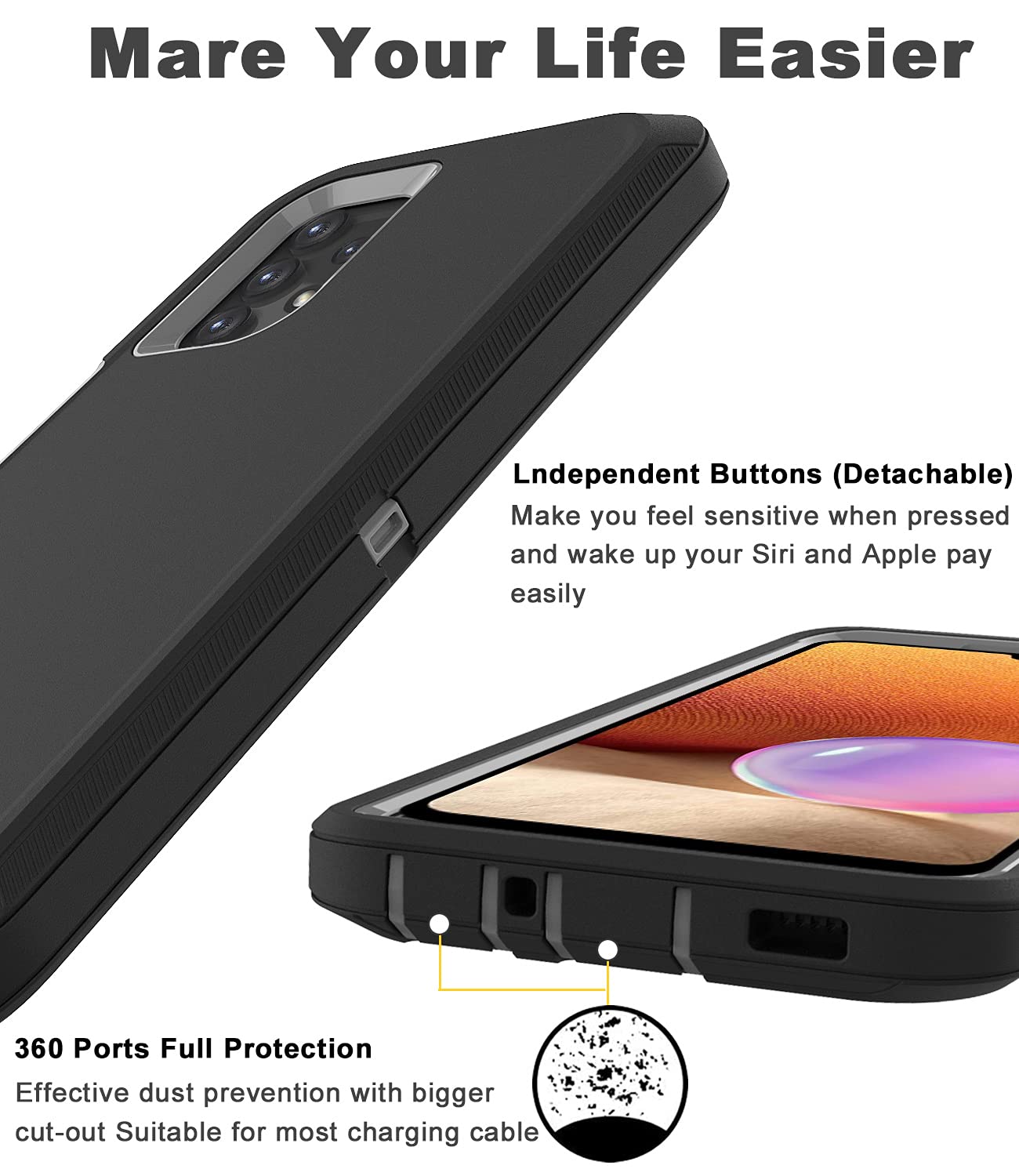 Amazon.com: Comboproof for Samsung Galaxy A32 5G Case,Shockproof Dustproof Case for iPhone Samsung Galaxy A32 5G (Black) : Cell Phones & Accessories Amazon.com: Comboproof for Samsung Galaxy A32 5G Case,Shockproof Dustproof Case for iPhone Samsung Galaxy A32 5G (Black) : Cell Phones & Accessories