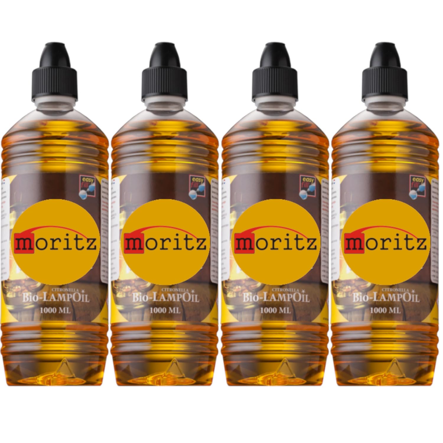 Moritz Lot de 4 flacons d'huile bio pour lampe à la citronnelle 1000 ml