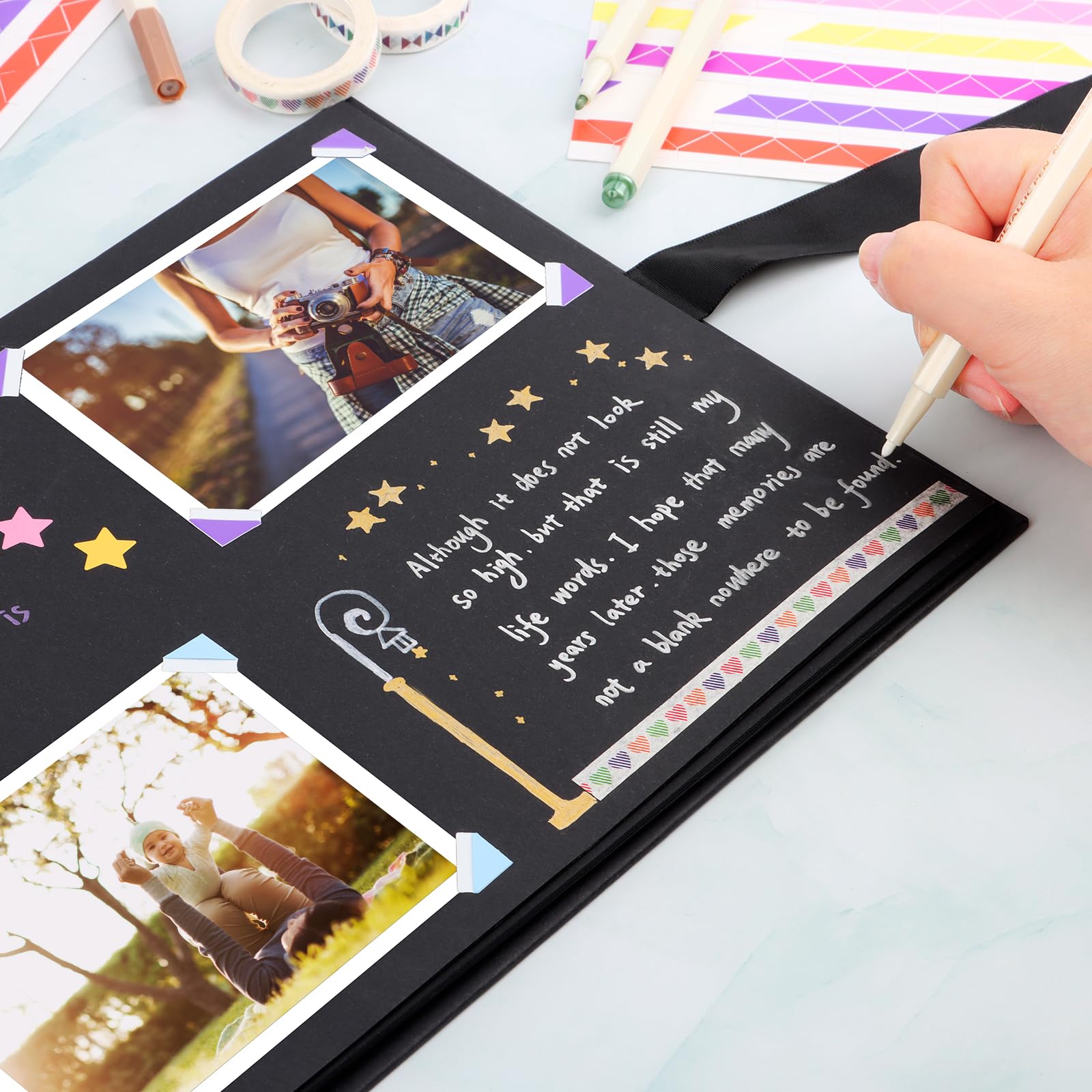Album Photo Scrapbooking 80 Pages Marron - Album DIY Avec Accessoires, Cadeau Anniversaire Mariage