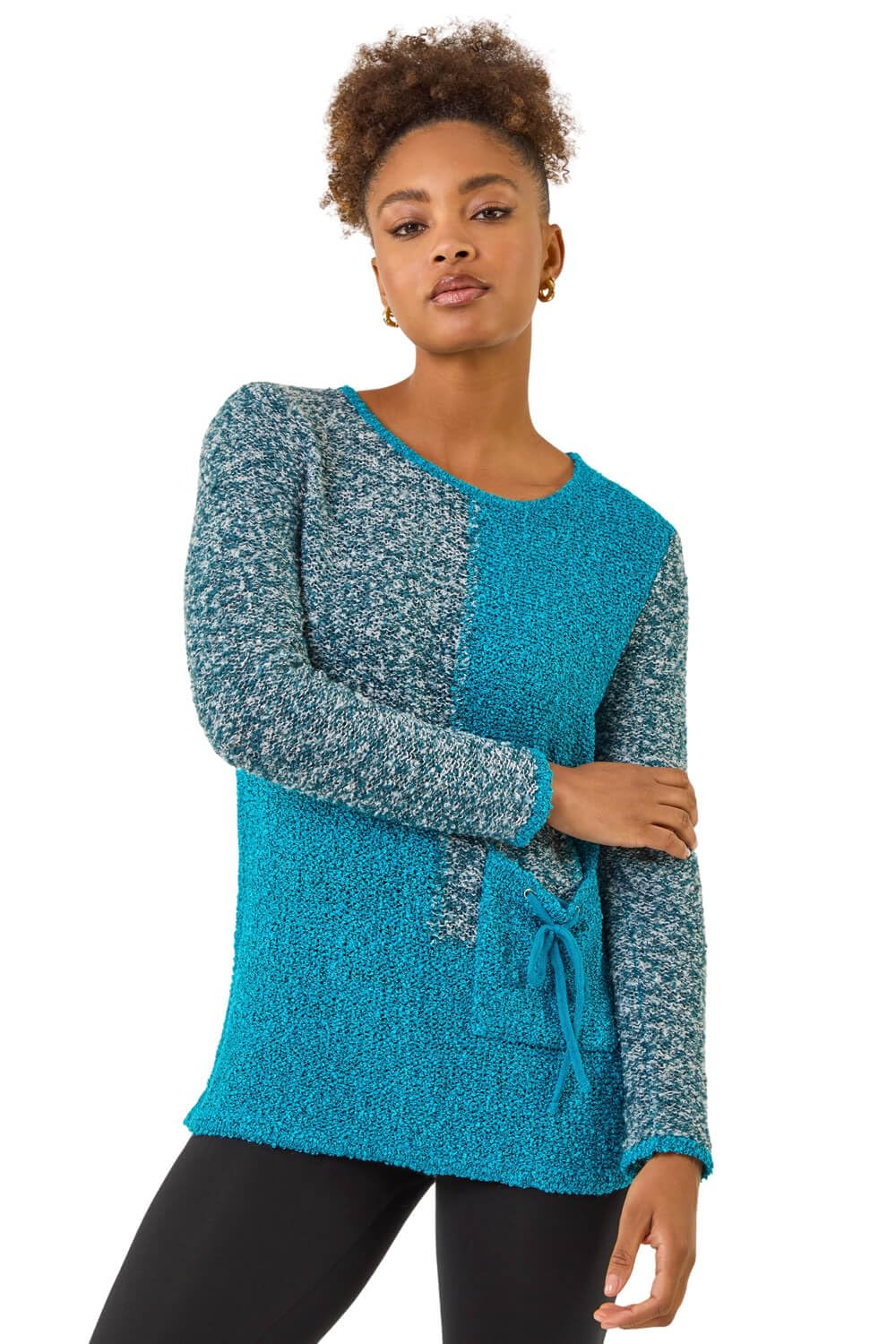 Roman Women's Textured Pocket Knit Jumper in Teal | Size: 14