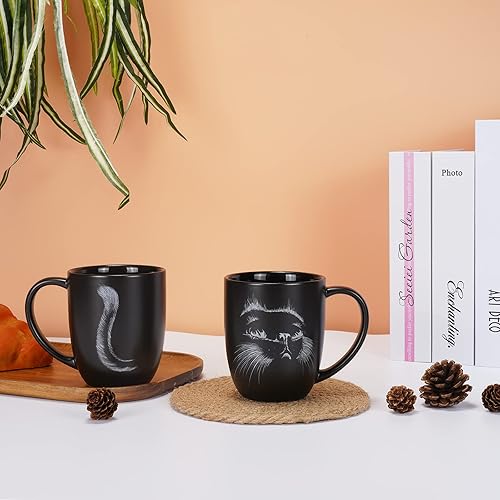 Miniatura 6 de Taza de café de cerámica con diseño de gato de 14 onzas, regalo para amantes de los gatos, regalos personalizados para inauguración de la casa,