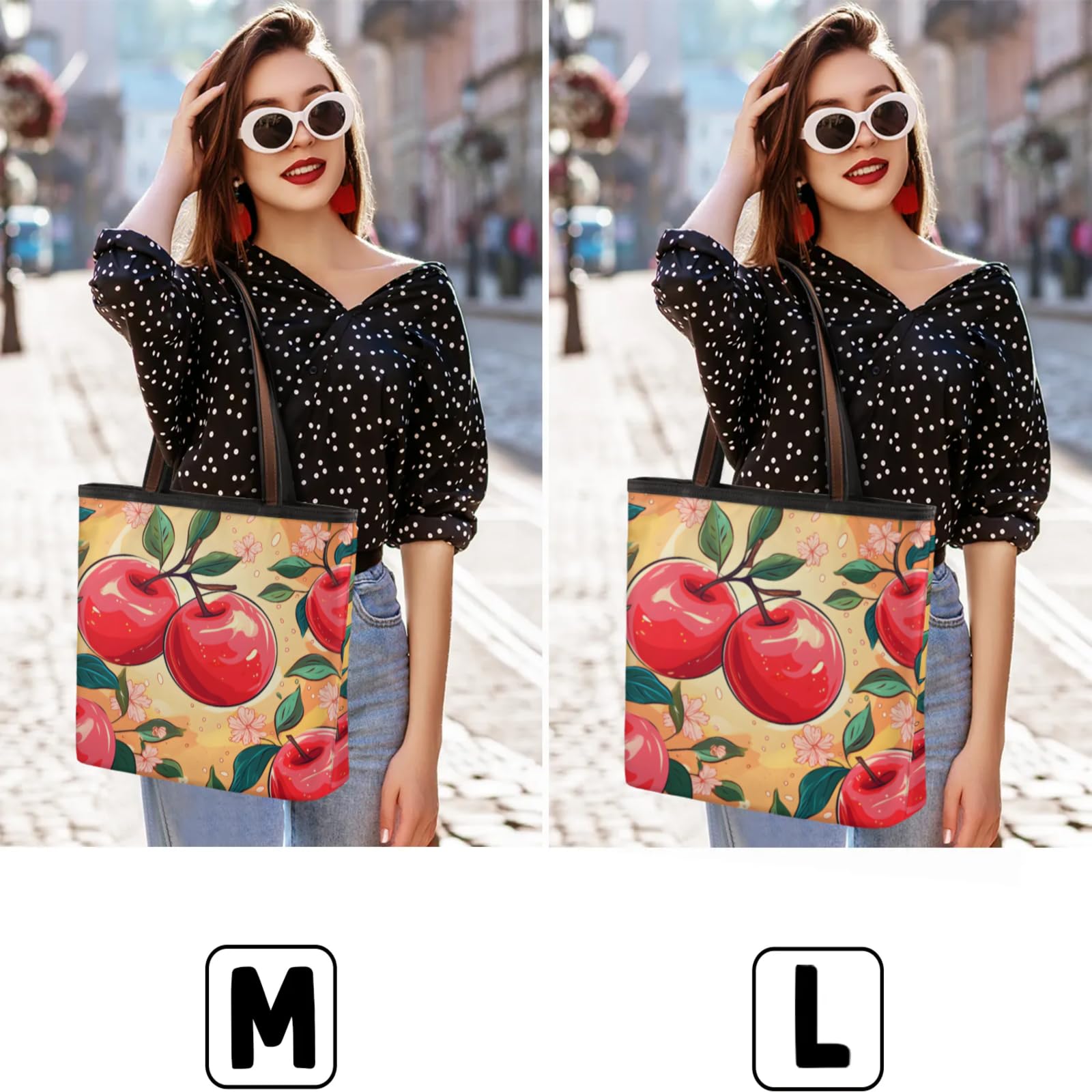 Watercolour Apples Flowers Tote Bag Multi Pocket Zippered Beach Bag Lightweight Waterproof Handbag for Women Men Work Gym Travel Swimming Yoga Grocery Shopping L