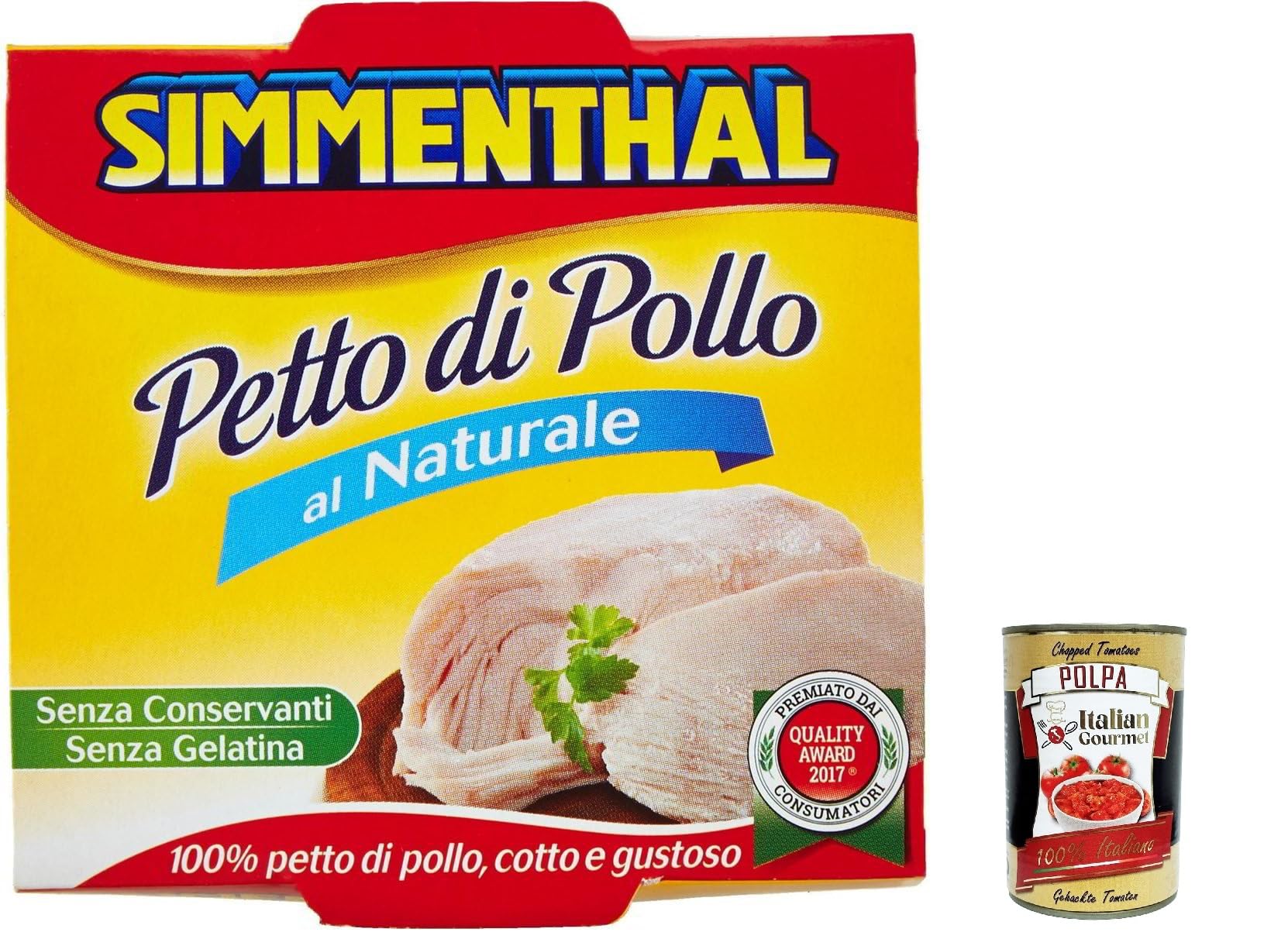 12x Simmenthal, pollo al naturale, Natürliche Hähnchenbrust in dosen, 133g + Italian Gourmet polpa 400g