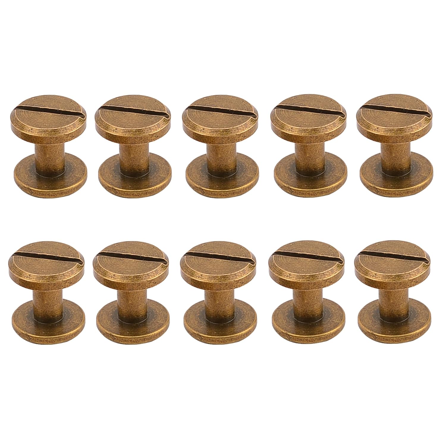 WAYNE'S DOG 10 Pack 1/4" Chicago Screws Brass, Replacement Screw Rivets Flat Fillister for Gun Sling Shoulder Straps (Bronze - 10 Sets)