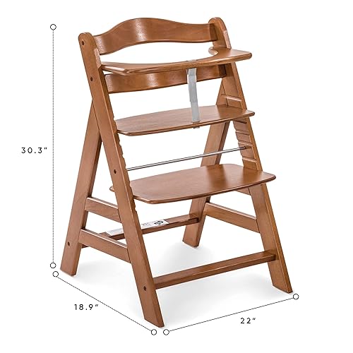 Miniatura 3 de hauck Alpha+ Grow Along Solid Beechwood - Silla alta con asiento ajustable, arnés de seguridad de 5 puntos y barra de parachoques para bebés y niños