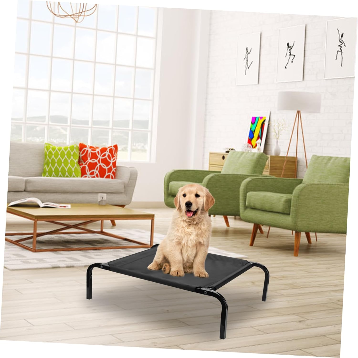 Elevated Pet Bed Washable Cover Space-Saving Dog Hammock for Indoor Outdoor Use Comfortable Sleeping for Dogs Cats Breathable Design for Seasons