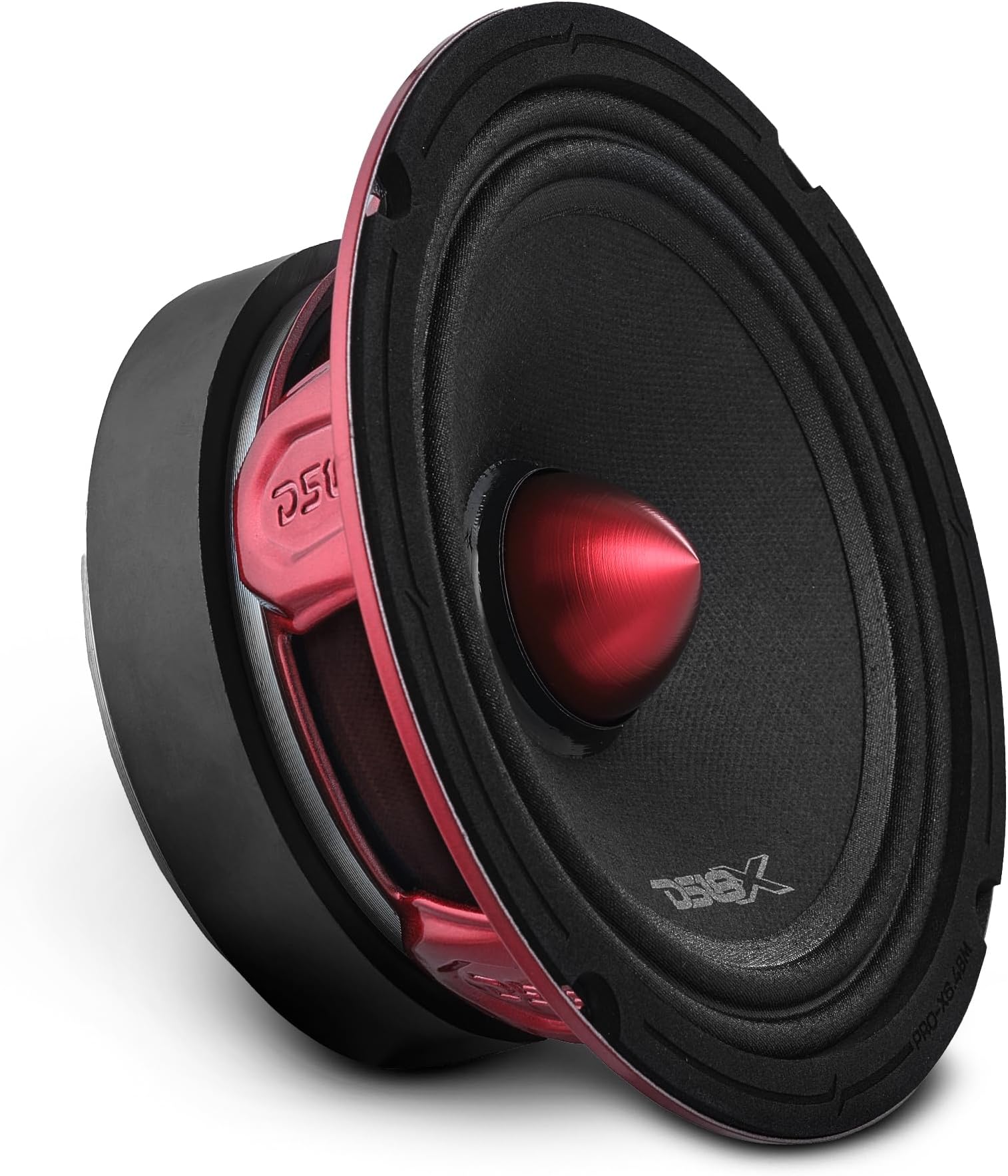 PRO-X6.4BM Loudspeaker - 6.5", Midrange, Red Aluminum Bullet, 500W Max, 250W RMS, 4 Ohms - Premium Quality Audio Door Speakers for Car or Truck Stereo Sound System (1 Speaker)