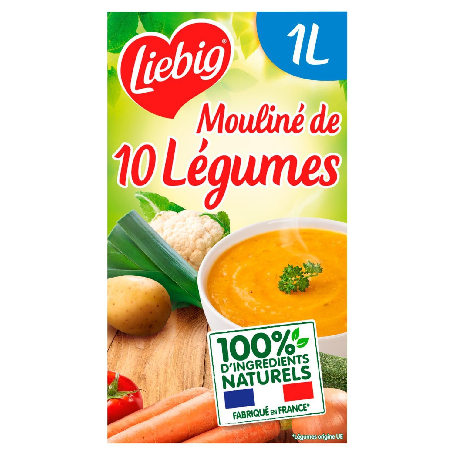 LIEBIG - Soupe Mouliné Pomme de Terre Carotte Oignon Panais et Cerfeuil - la brique de 1L - Le Lot De 4