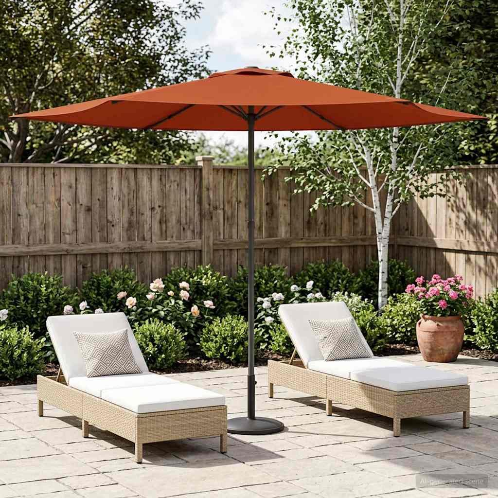 vidaXL Sombrilla de jardín de 300 x 300 cm, de poliéster, rectangular, de terracota, para patio, jardín, moderna sombrilla rectangular, gran toldo, protección UV, resistente a la intemperie