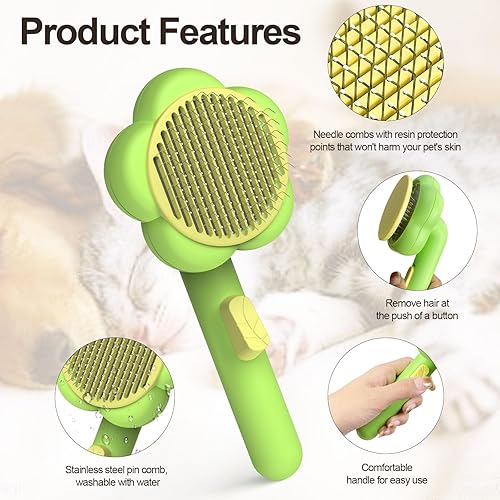 Miniatura 4 de Ptlom Cepillo de aseo para mascotas, cepillo de desprendimiento de gatos, peine para gatos de pelo corto y largo, gatitos y perros, cepillos para