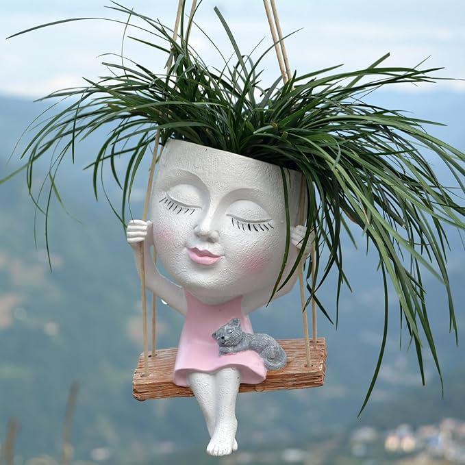 Face Planter Hanging Planter, Face Flower Pot Head Planter