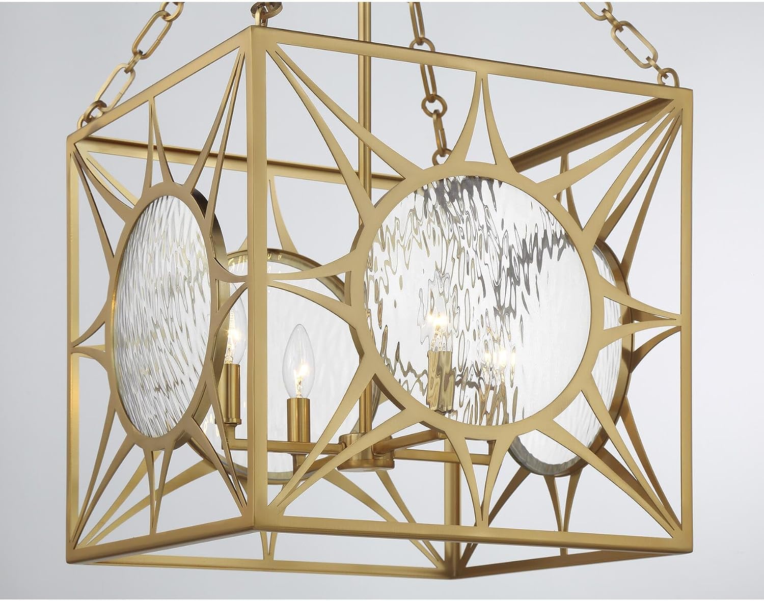 Savoy House 3-5063-4-322 Balfour Transitional Glam Clear Water Glass Pendant, 4-Light 240 Total Watts, 30" H x 17" W, Warm Brass