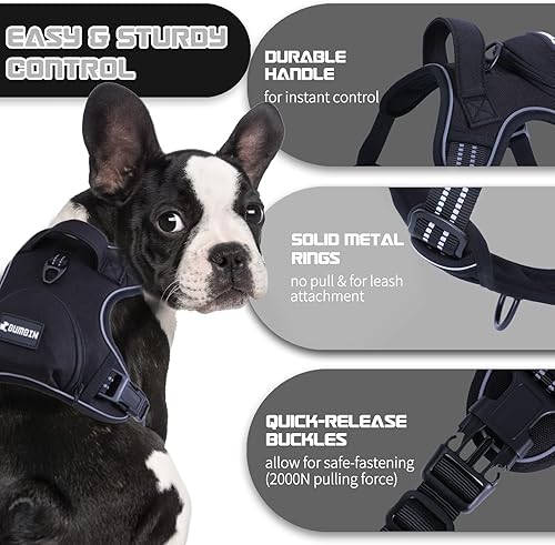 Miniatura 64 de Arnés sin tirones para perros pequeños, ajustable sin estrangulamiento, chaleco para mascotas con correa para perro, arnés reflectante inteligente