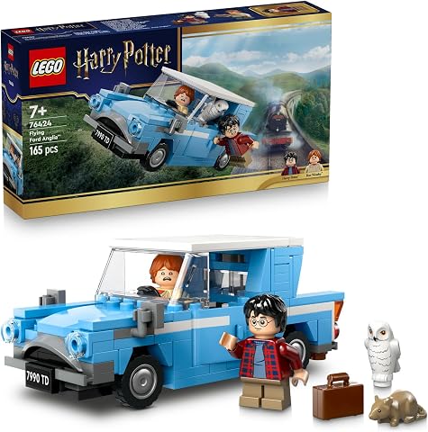 LEGO Harry Potter Uçan Ford Anglia 76424 | 7 Yaş ve Üzeri Çocuklar için Ron Weasley ve Hedwig Minifigürleri İçeren Oyuncak Yapım Seti, Hediye Fikri (165 Parça)