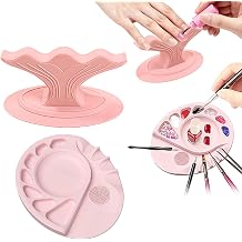 5-in-1 Multi functional Makeup and Nail Color Palette and Nail Stand Hand Rest for Nails, Manicure Supplies with Multi Angle & Polish Trays Makeup painting tools PINK