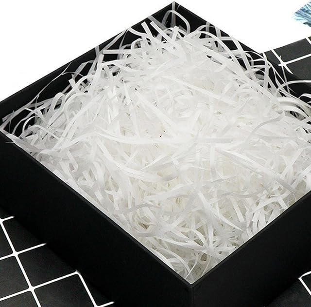 200 Grams Shredded Tissue Paper, White Raffia Hamper Shred for Gift Box Packaging K-raft Paper Gift Hamper Fill Party Supplies Decoration(white)