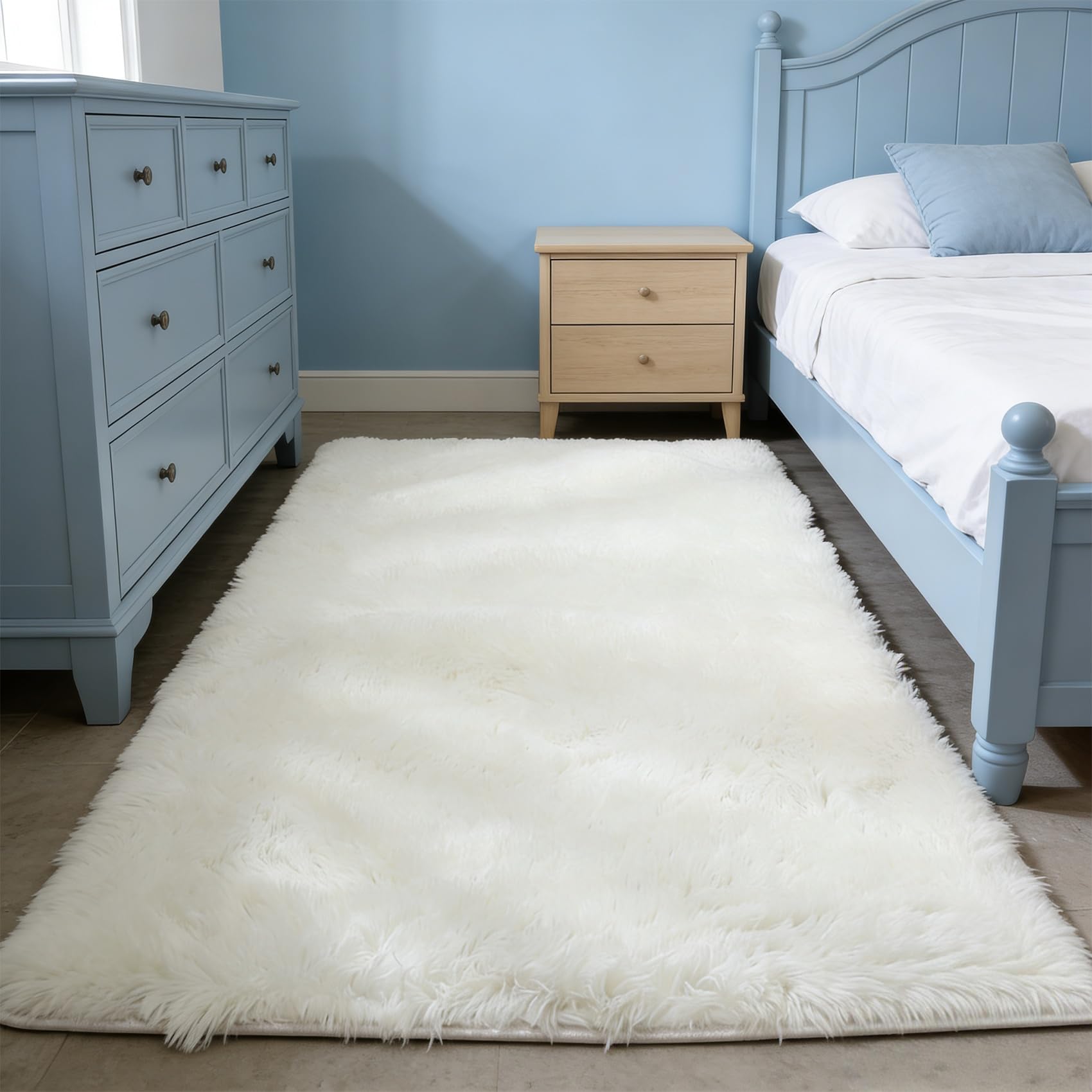 Tapis salon ultra doux blanc parfait pour la chambre et le bureau
