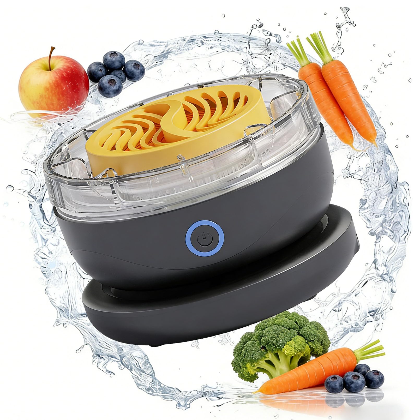 Fruit and Vegetable Washing Machine, Portable Cleaner for Produce, Meat, Grains, Seafood, IPX7 Waterproof, Cordless with USB Charging Base, Compact Kitchen Gadget (#B) — view 8