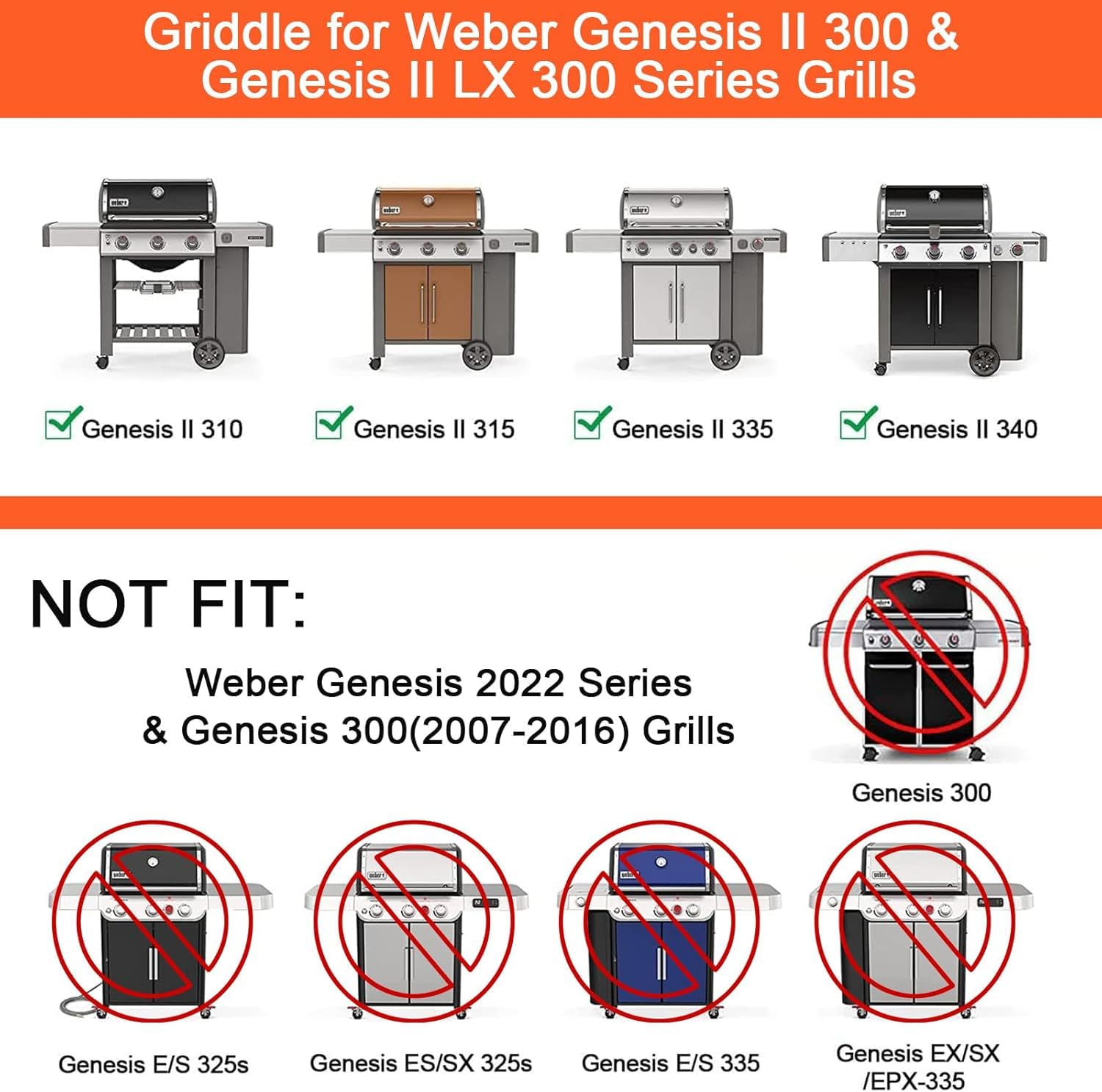 Plaque En Fonte Pour Weber Q 300, Spirit, Genesis - Grille De Cuisson Double Face - 45,3x31,6cm