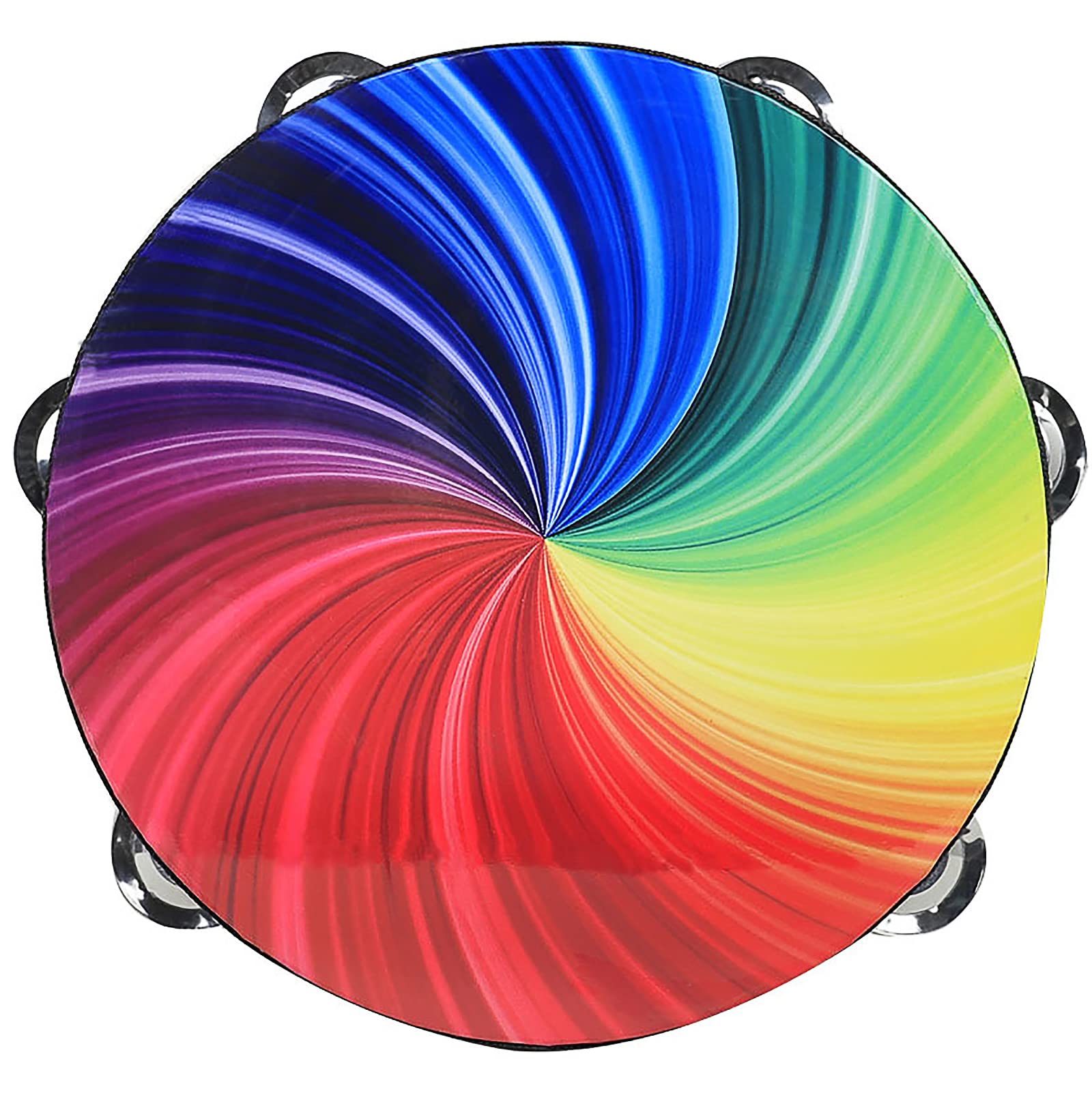 Handheld Tambourine Wooden Drum, Musical Percussion Instruments for Educational Toy Party KTV Game Church (8 Inch) (Colorful)