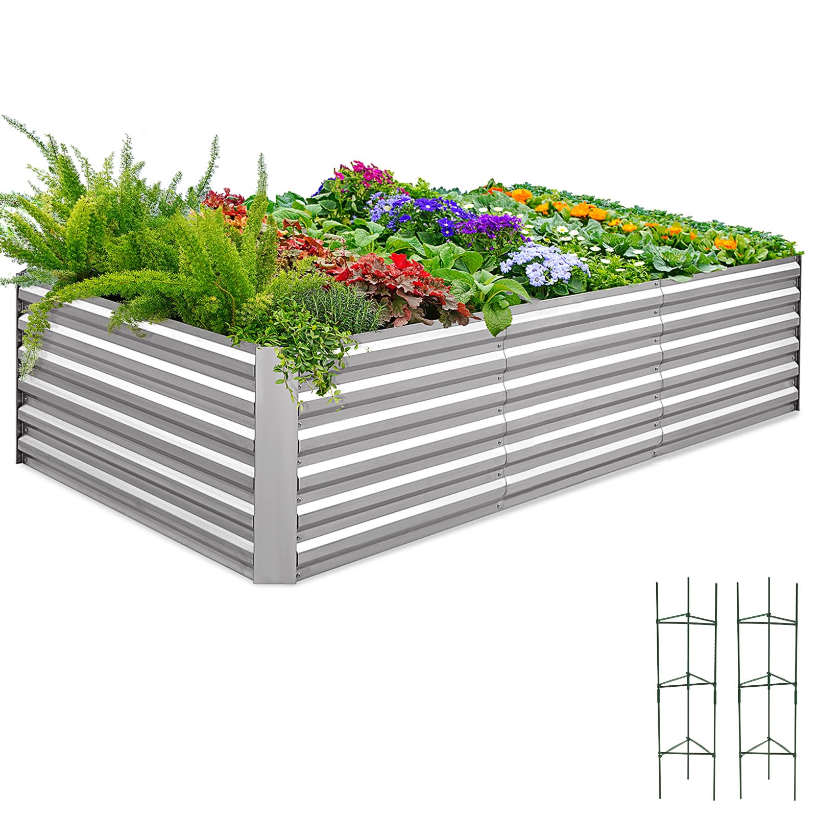 Ohuhu Raised Plant Bed 180x90x60cm, Metal Raised Bed for Vegetables, Raised Extra Large Vegetable Bed, Planter, Cold Frame, Garden Bed, Planter Pot, Flower Box, Galvanized Steel for Garden