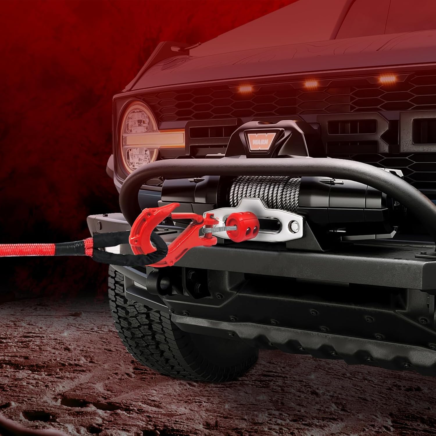 3/8" Winch Hook with Cable Stopper - Grade 70 Safety Steel Max 37478 LBS Winch Cable Hook Stopper Set for Winch Rope,UTV,ATV,Off-Road (Overall red) - Image 7