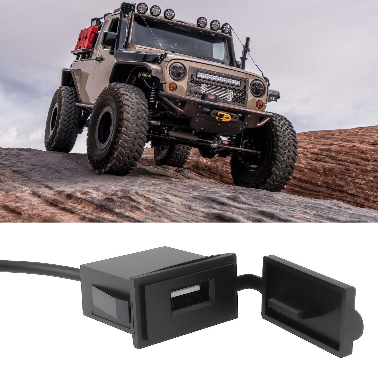 ECSiNG Lot de 2 prises de chargeur de voiture USB avec couvercle anti-poussière 2,4 A 12 V/24 V pour petit pont, voiture tout-terrain, camping-car, 18 x 29 x 33 mm