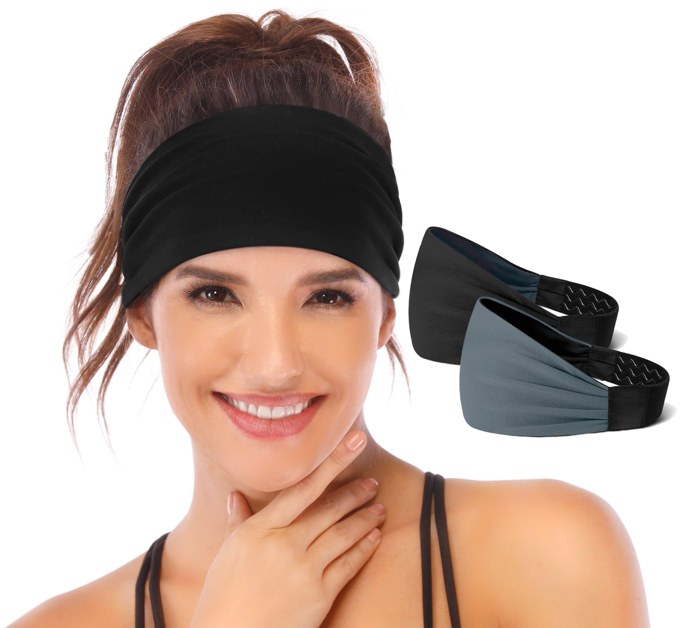 Heathyoga Non-Slip Headbands for Women-Silicone Grippy Headbands & Sweat Bands Headbands for Workout, Running, Gym, Yoga, Bike Helmet Friendly,Performance Stretch& Moisture Wicking