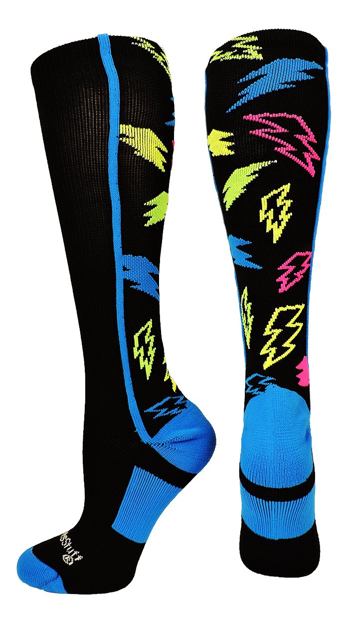 MadSportsStuff Socks with Lightning Bolts for Softball Baseball Soccer for Boys Girls Men Women Youth Adult Over the Calf