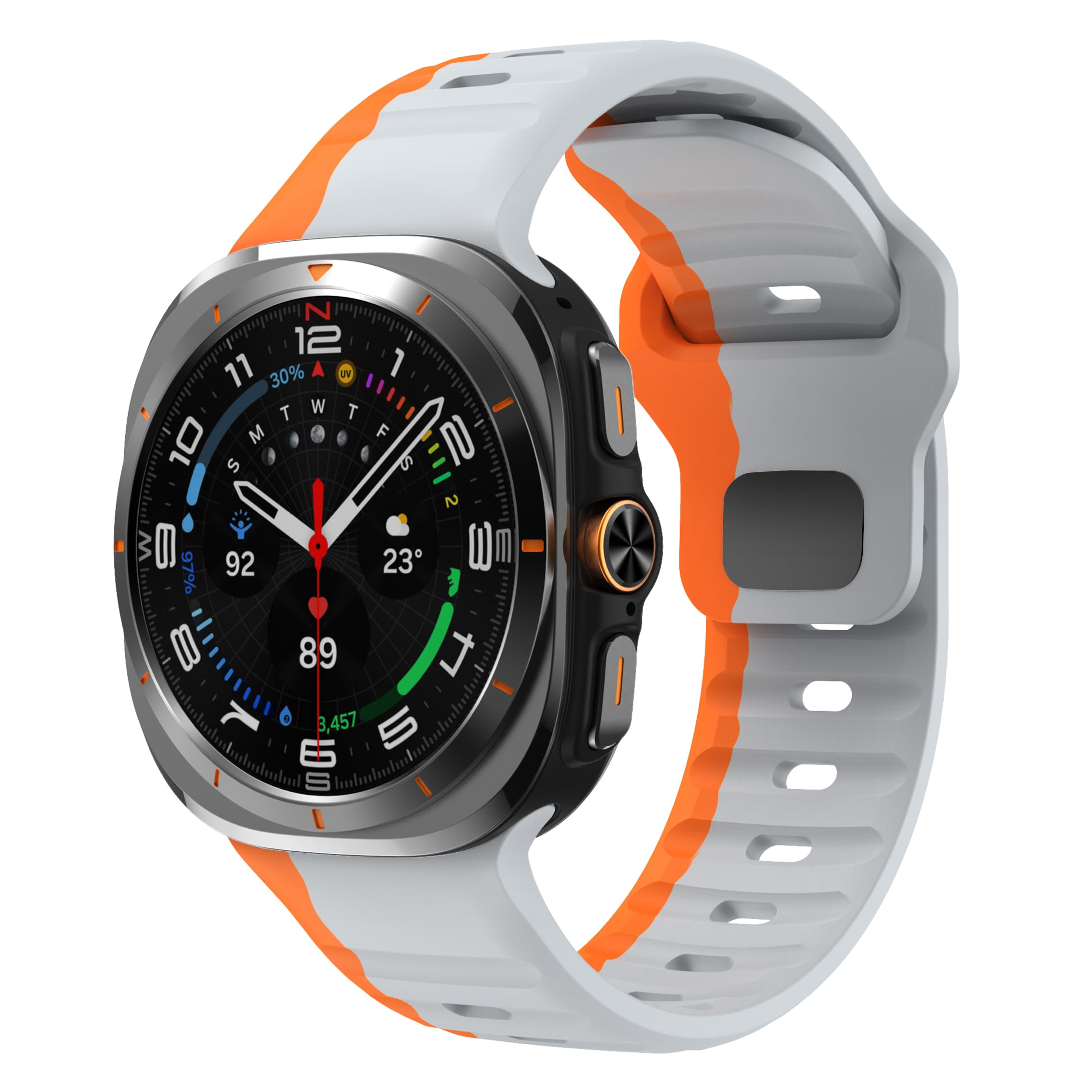 No Gap Band Compatible with Samsung Galaxy Watch Ultra Strap Silicone Soft Wristband Sport Replacement Strap Men Women (Grey and Orange) (B0DBP8XQ22) Amazon Price History, Amazon Price Tracker