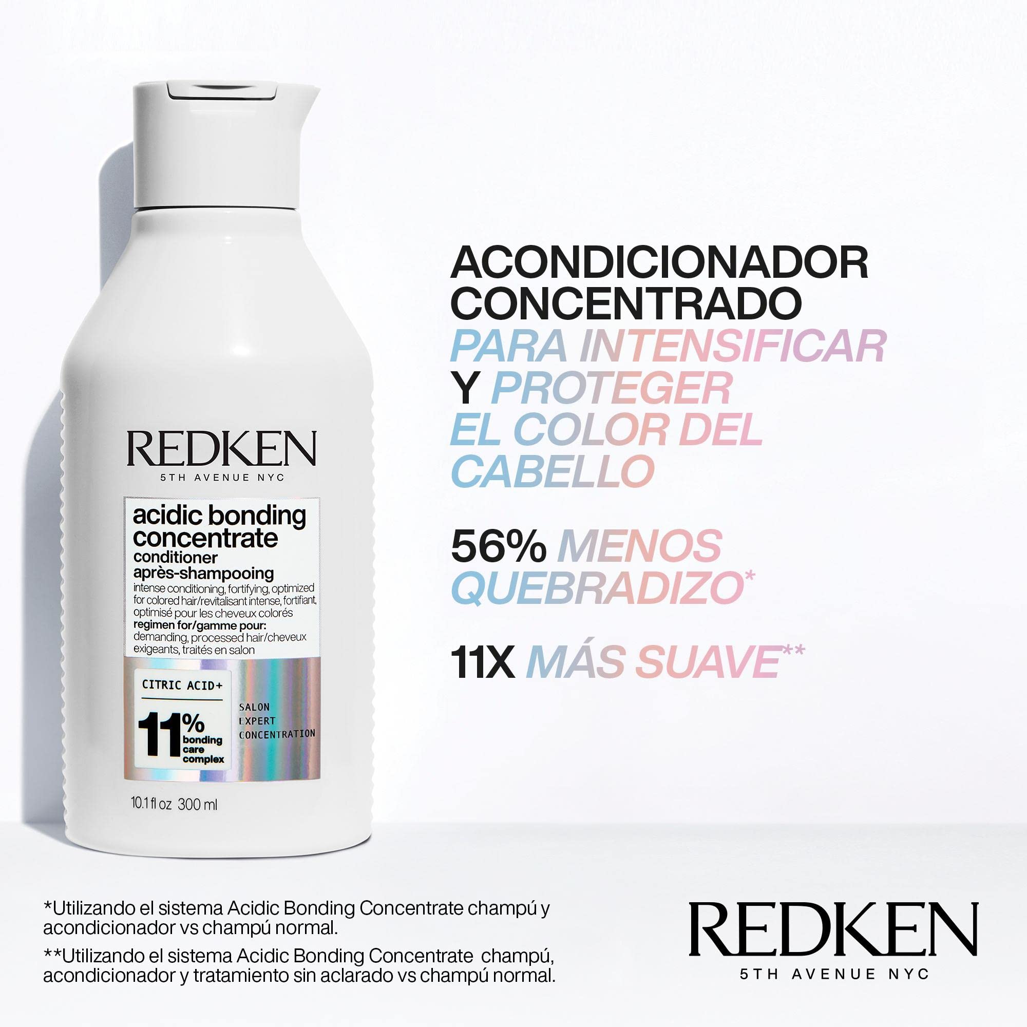 Redken, Pack Champú + Acondicionador para Fortalecer todo tipo de Cabellos, Sin Sulfatos, Acidic Bonding Concentrate, 300 ml + 300 ml