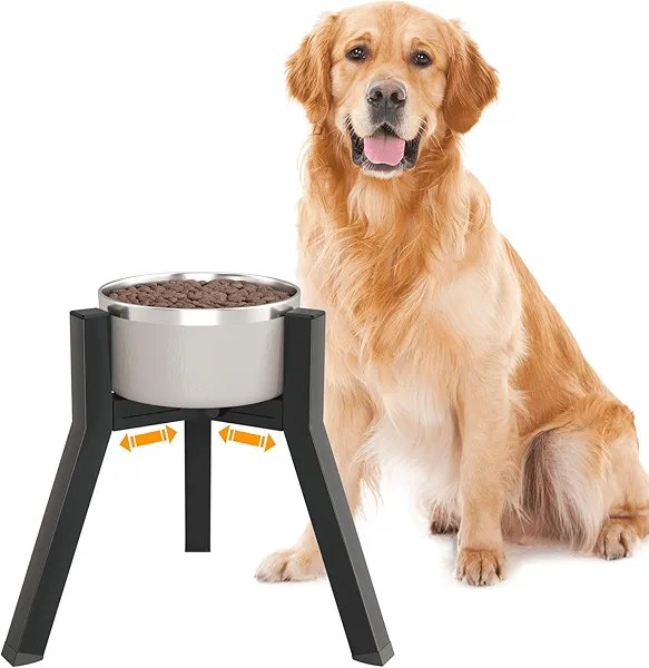 TIDANT Dog Bowl Stand for Medium Large Dogs, Adjustable Width Elevated Dog Bowls 7-10.6", Raised Dog Food Water Bowls, 11 inch Tall Single Holder, Black,Bowl Not Included