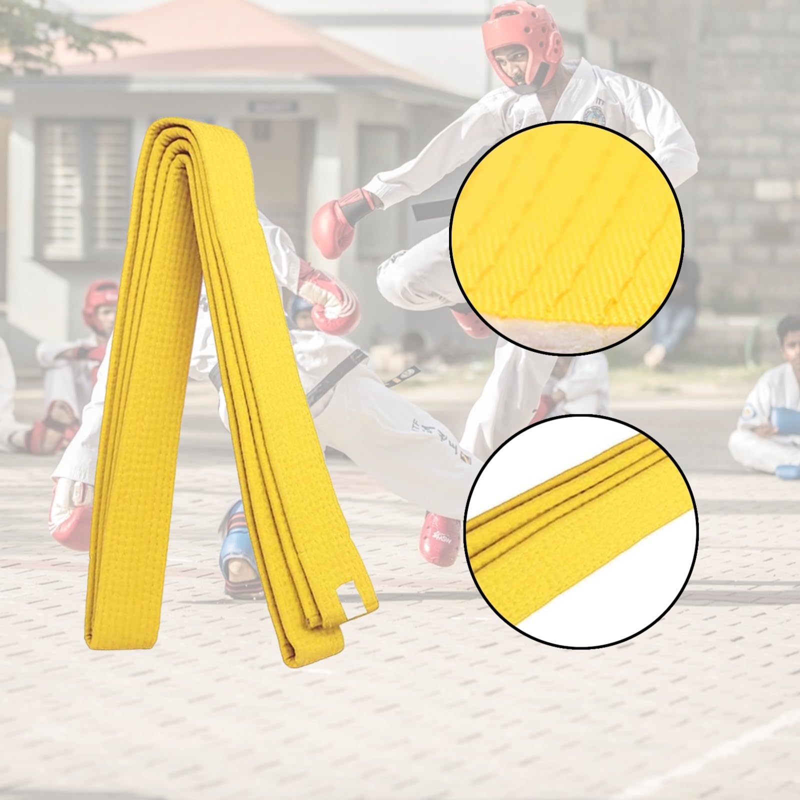2 Pieza Cinturón Taekwondo Amarillo, Cinturón Profesional Taekwondo y Aikido, Cinturón de Taekwondo para Artes Marciales, Cinturón de Artes Marciales para niños Entrenamiento Deportivo