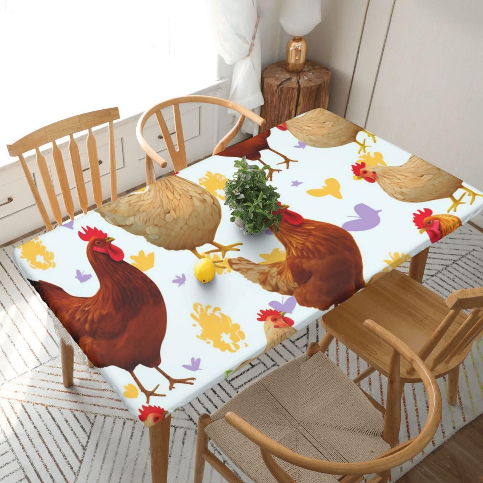 WPKJU A Brood of Chickens Printed Tablecloths 5ft Rectangular Table Covers Washable Polyester Decorative Table Cloth for Dining Table Picnic Wedding