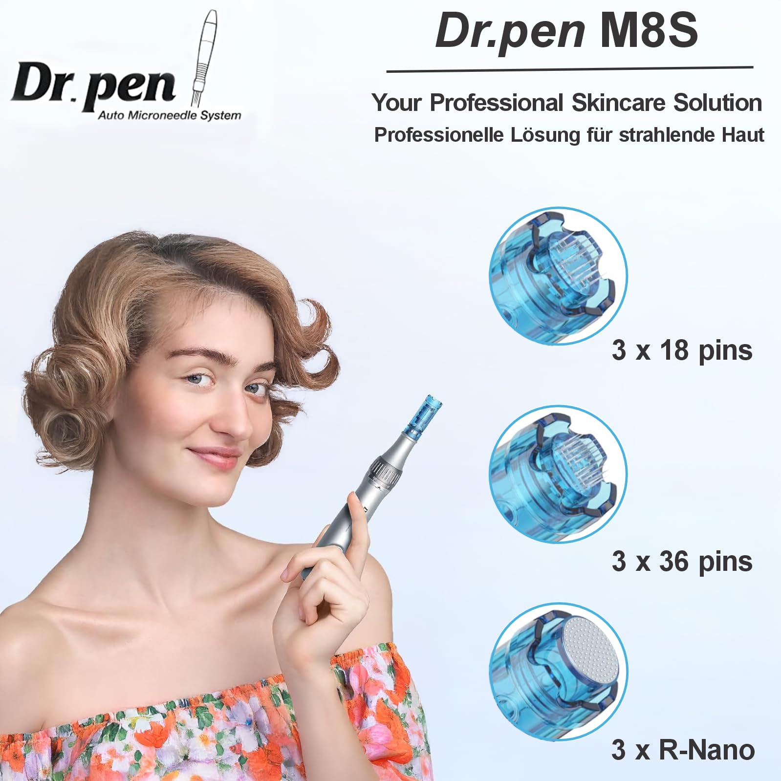 Dr. pen Ultima M8S Professionelle Microneedling Pen: Drahtlos Derma Pen, Einfach bedienbar, LED-Anzeige, 9 Ersatzpatronen, Authentisch Dr pen Mikroneedling für Profis & Zuhause