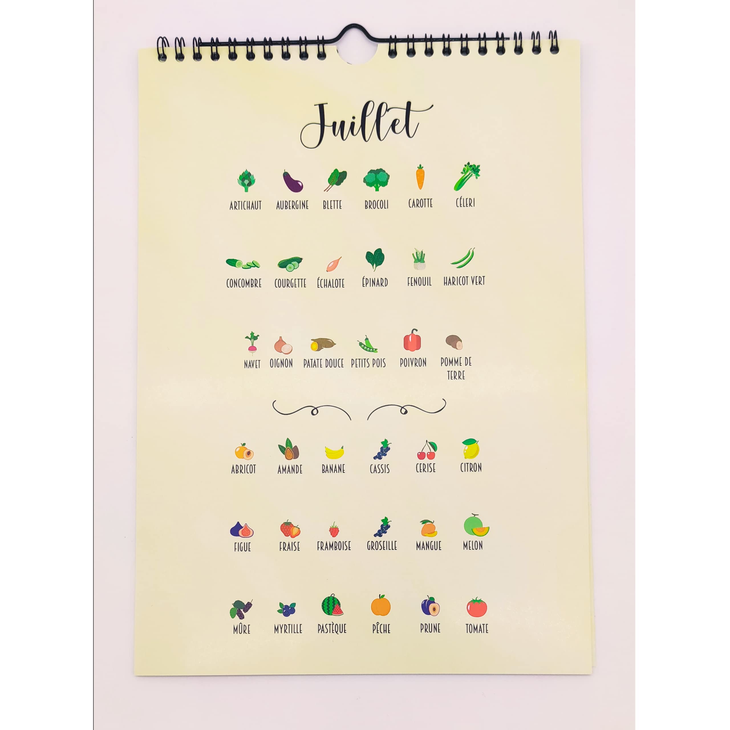 Calendrier perpétuel Fruits et Légumes de saison | Livre de cuisine A4 21 x 29,7 cm