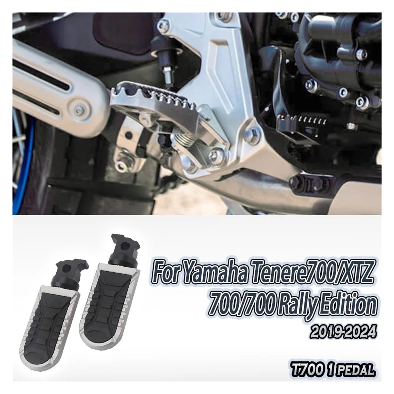 Poggiapiedi Anteriore For Moto Yamaha TENERE700 Tenere 700 Rally Edition 2020-2024 Pedane Poggiapiedi Pedale Poggiapiedi Pilota Accessori di aggiornamento di ricambio(Black)