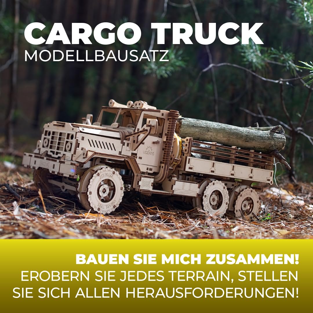 UGEARS Cargo Truck 3D Holzpuzzles für Erwachsene - Hobbys für Männer zum Bauen - Auto-Bausatz für Erwachsene - 3D-Puzzle für Erwachsene