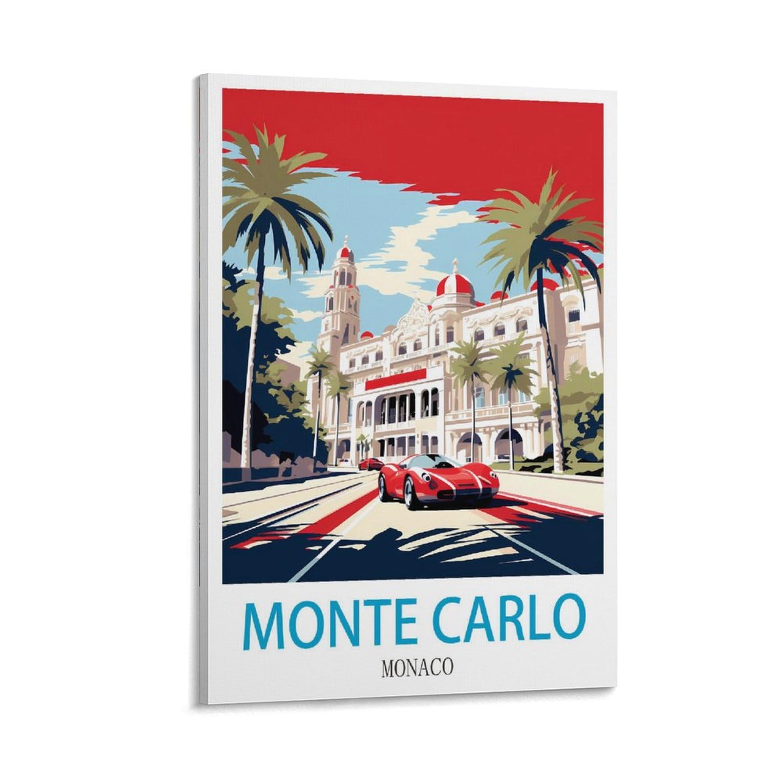 Xllyxygjq Frame-Style Monte Carlo Monaco Vintage Travel Poster 08X12inch(20X30cm) Canvas Wall Art Poster Print Artwork Painting Picture For Home Decoration Living Room Office Bedroom