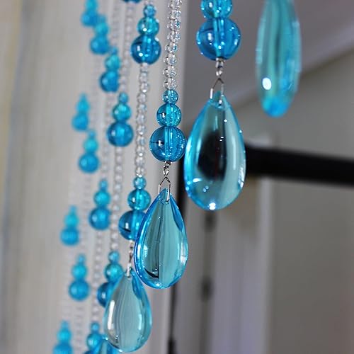 Miniatura 4 de Rekelola Cadena de cristal arqueada para colgar cortinas de cuentas de vidrio para puertas, ventanas, decoración corta del hogar, armarios, fácil de