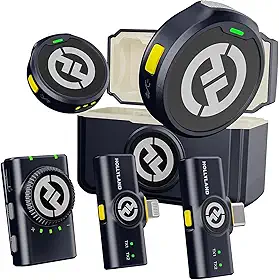 Sistema Microfone Lapela Duplo Hollyland Lark M2 Combo Wireless para Câmeras e SmartPhones