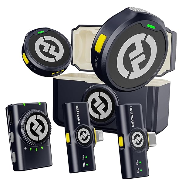 Hollyland Lark M2 Wireless Lavalier Microphone for iPhone/Android/Camera/PC/Laptop with Lightning/USB-C Plug, 48KHz 24Bit, 1000ft Range, Noise Cancel, 40H Battery for Video Recording (Combo Version)