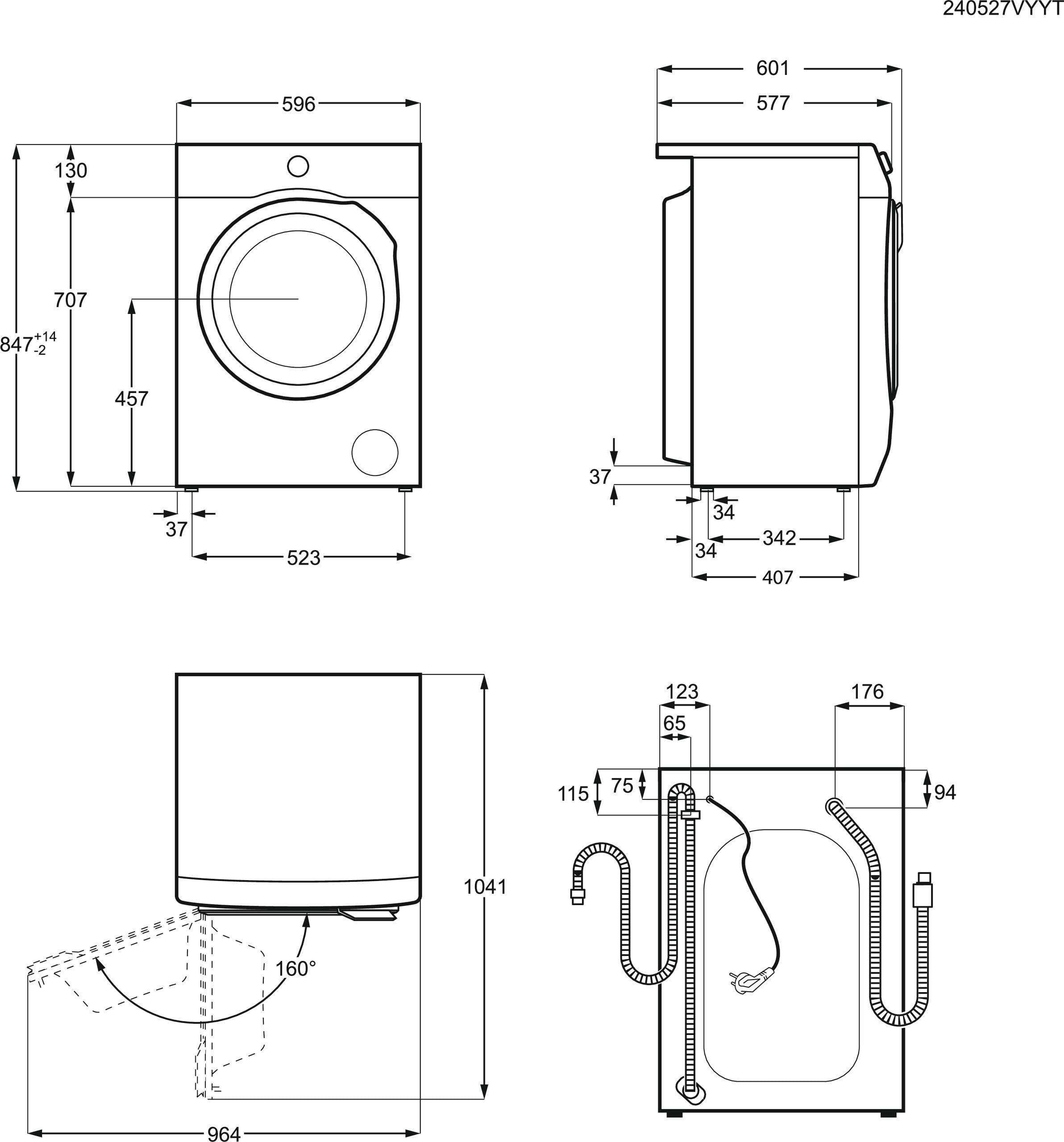 AEG Waschmaschine 9kg Serie 7000 ProSteam Dampf-Programm 1400 U/min A-20% Leise Mengenautomatik Nachlegefunktion Startzeitvorwahl Vollwasserstopp