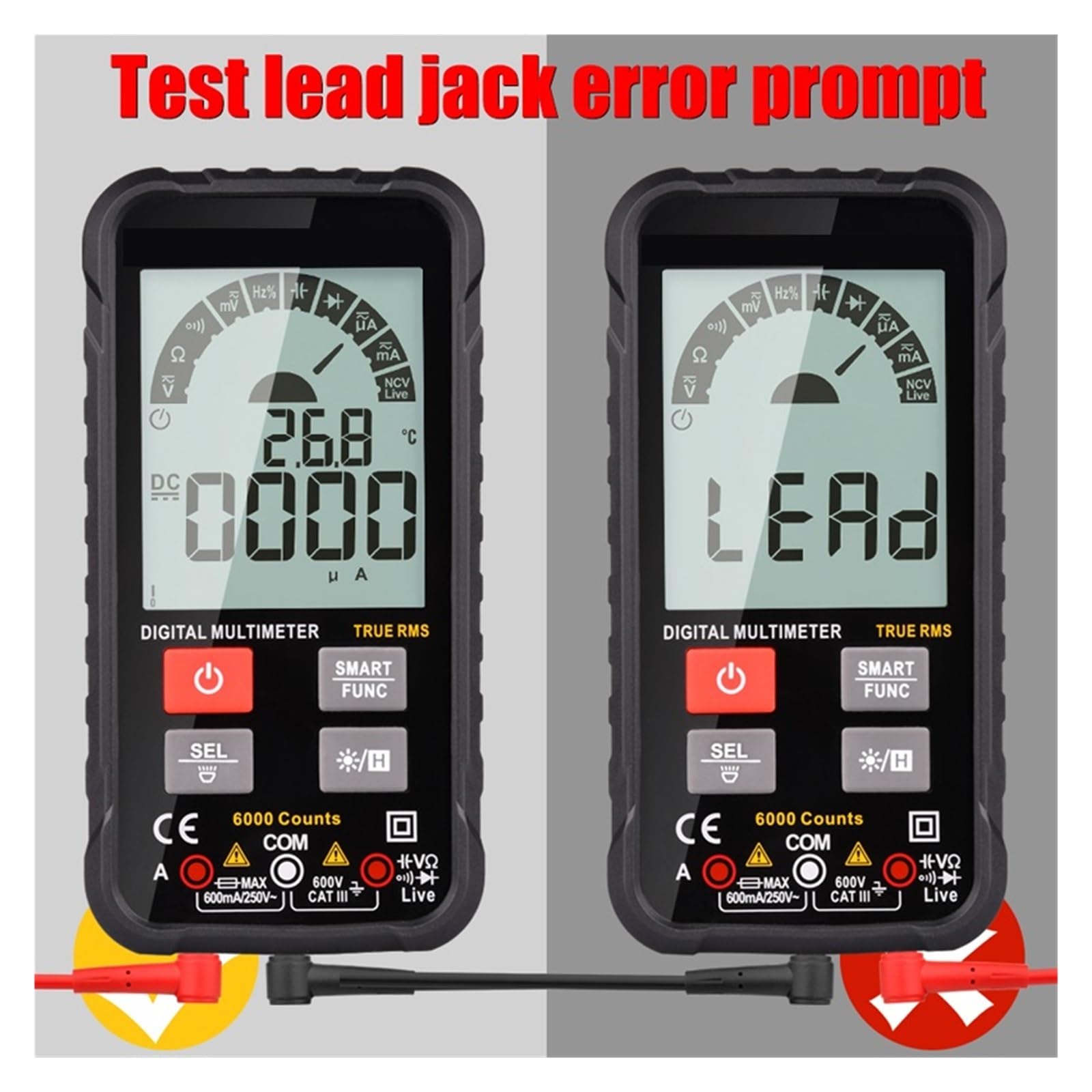 Profesjonalny Multimetr Cyfrowy Mini Inteligentny Tester Samochodowy Auto Zakres NCV AC DC Ohm Pojemnościowy Tranzystorowy Szybko Dokładnie Łatwy Odczyt(108L Manual Range)