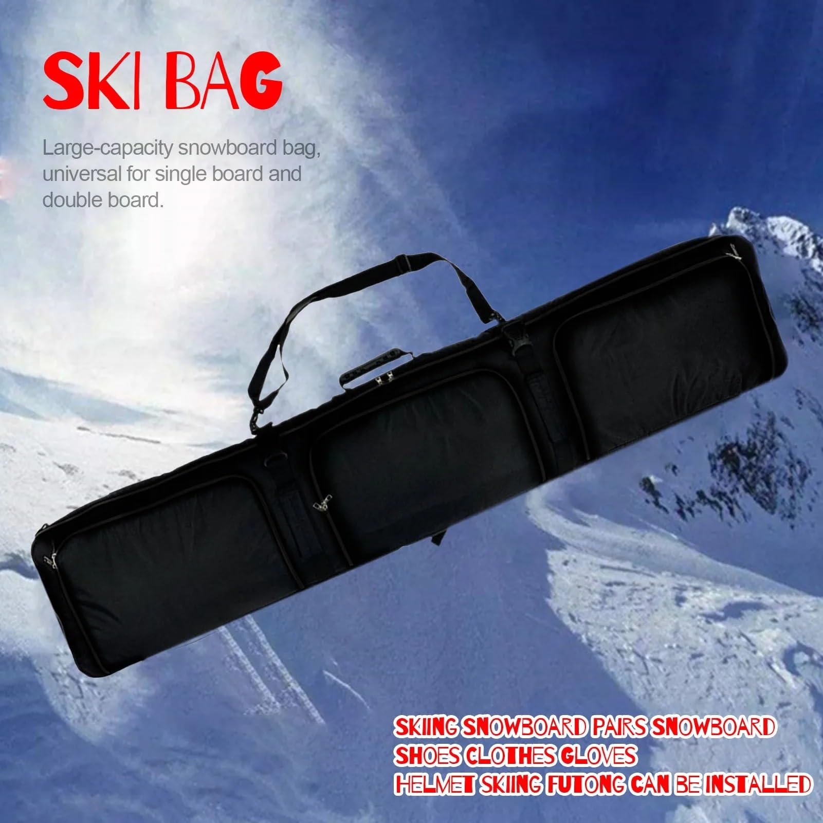Bolsa para Botas de esquí Bolsa de Snowboard Bolsa de monopatín Impermeable Mochila de esquí al Aire Libre Bolso de Almacenamiento de Suministros de esquí Bolsa de Viaje para esquís